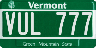 VT license plate VUL777