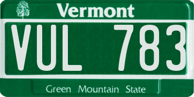 VT license plate VUL783