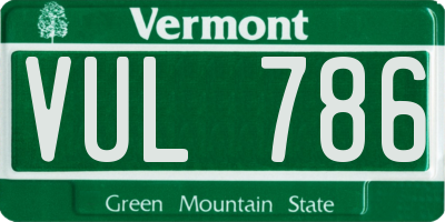 VT license plate VUL786