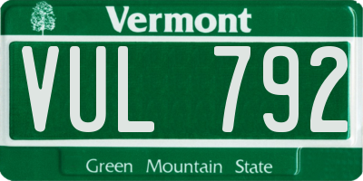 VT license plate VUL792
