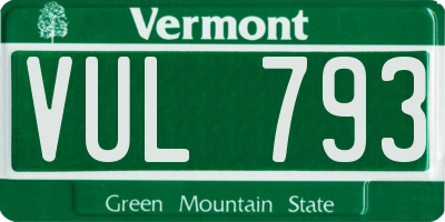 VT license plate VUL793