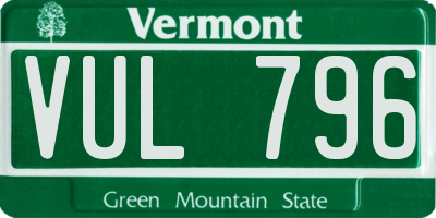 VT license plate VUL796