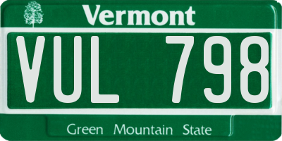 VT license plate VUL798