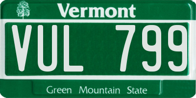 VT license plate VUL799
