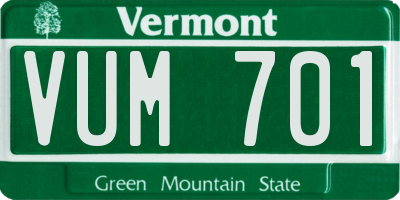 VT license plate VUM701