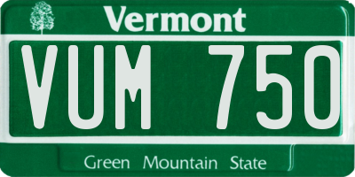VT license plate VUM750