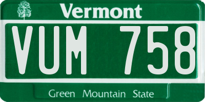 VT license plate VUM758