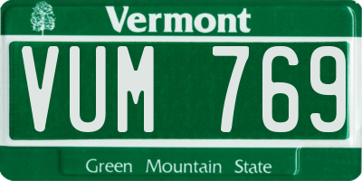 VT license plate VUM769