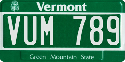 VT license plate VUM789