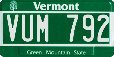 VT license plate VUM792