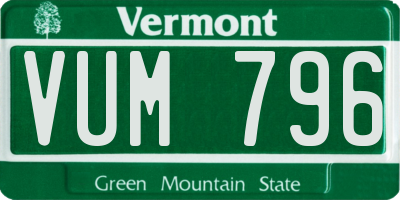 VT license plate VUM796