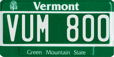 VT license plate VUM800