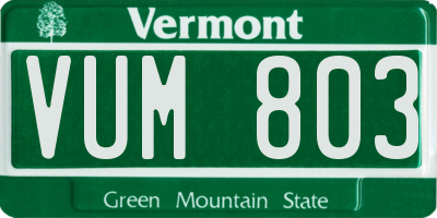 VT license plate VUM803