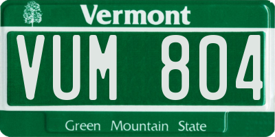 VT license plate VUM804