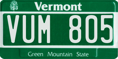 VT license plate VUM805