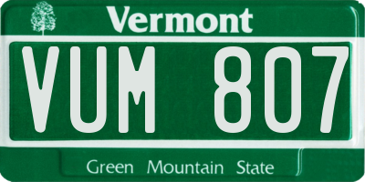 VT license plate VUM807
