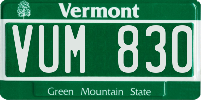 VT license plate VUM830