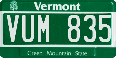 VT license plate VUM835