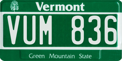 VT license plate VUM836