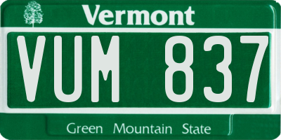 VT license plate VUM837