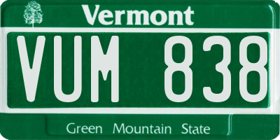 VT license plate VUM838