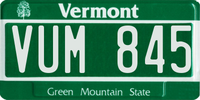 VT license plate VUM845