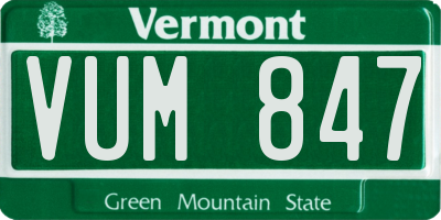 VT license plate VUM847