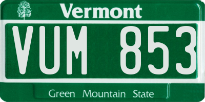 VT license plate VUM853