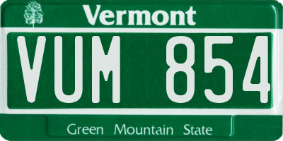 VT license plate VUM854