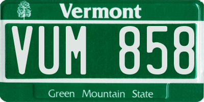VT license plate VUM858