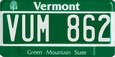 VT license plate VUM862
