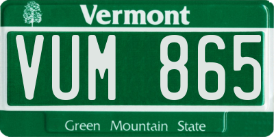 VT license plate VUM865
