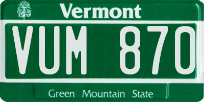 VT license plate VUM870