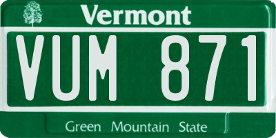 VT license plate VUM871