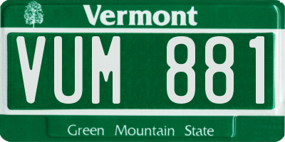 VT license plate VUM881