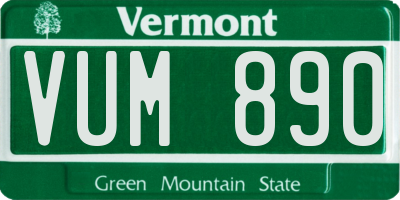 VT license plate VUM890