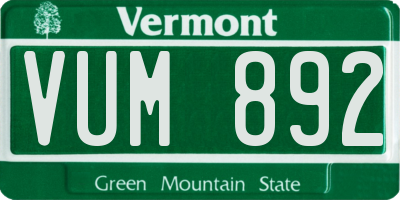 VT license plate VUM892