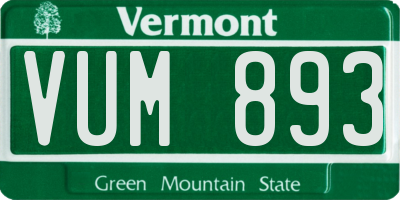VT license plate VUM893