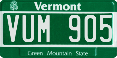 VT license plate VUM905