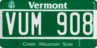 VT license plate VUM908