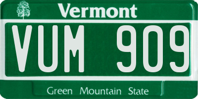 VT license plate VUM909