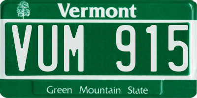 VT license plate VUM915