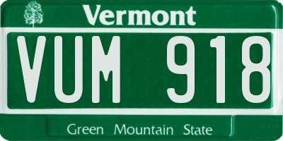 VT license plate VUM918