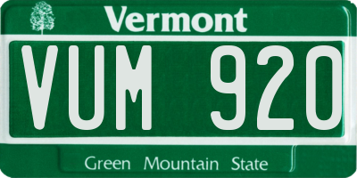 VT license plate VUM920