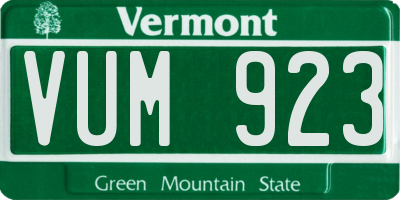 VT license plate VUM923