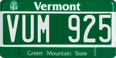 VT license plate VUM925