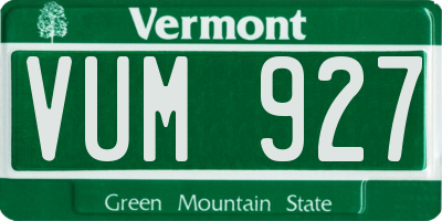 VT license plate VUM927
