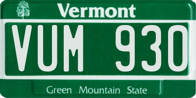 VT license plate VUM930