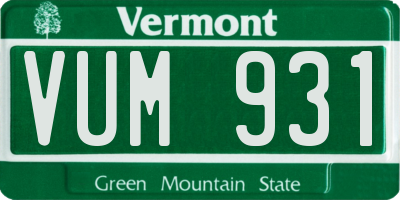 VT license plate VUM931