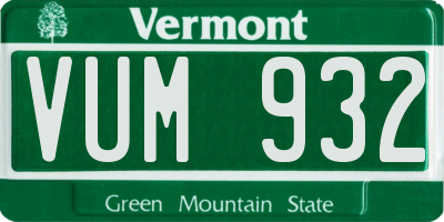 VT license plate VUM932